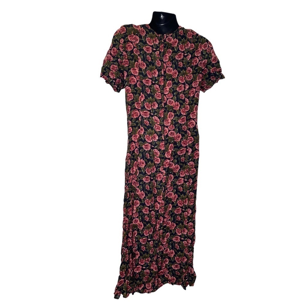 Sunshine Starshine Floral Print Tie Front Dress (Size:M, Color:Black/Multi) - Picture 2 of 3
